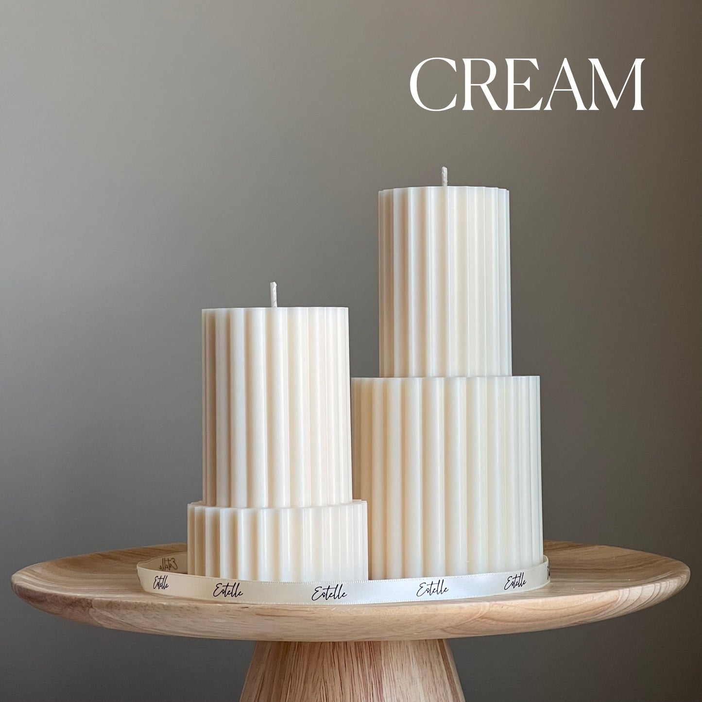 Ribbed Pillar Candle | Soy Wax Candle | Decorative Handmade Candle | Aesthetic Candle| Shaped White Candle| Unscented Candles| Unique Candle-2